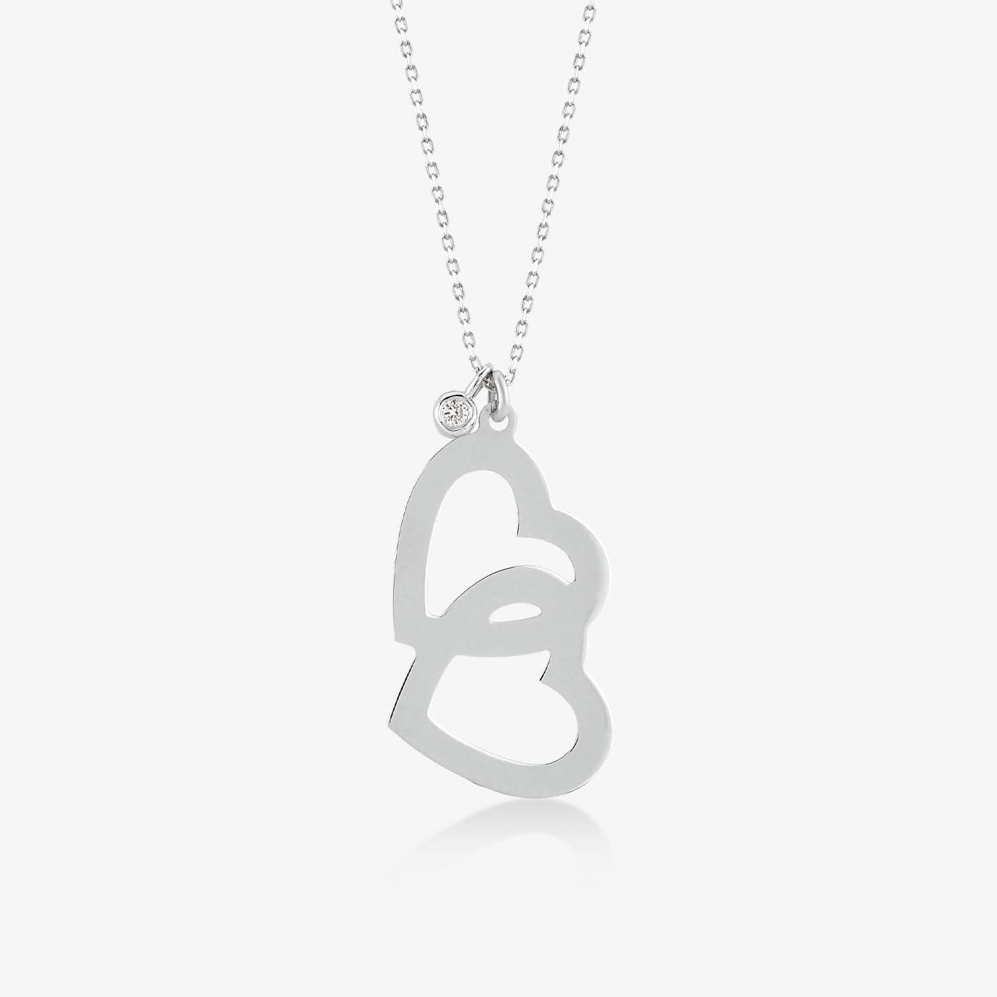 Diamond Intertwined Heart Necklace in 14K Solid Gold