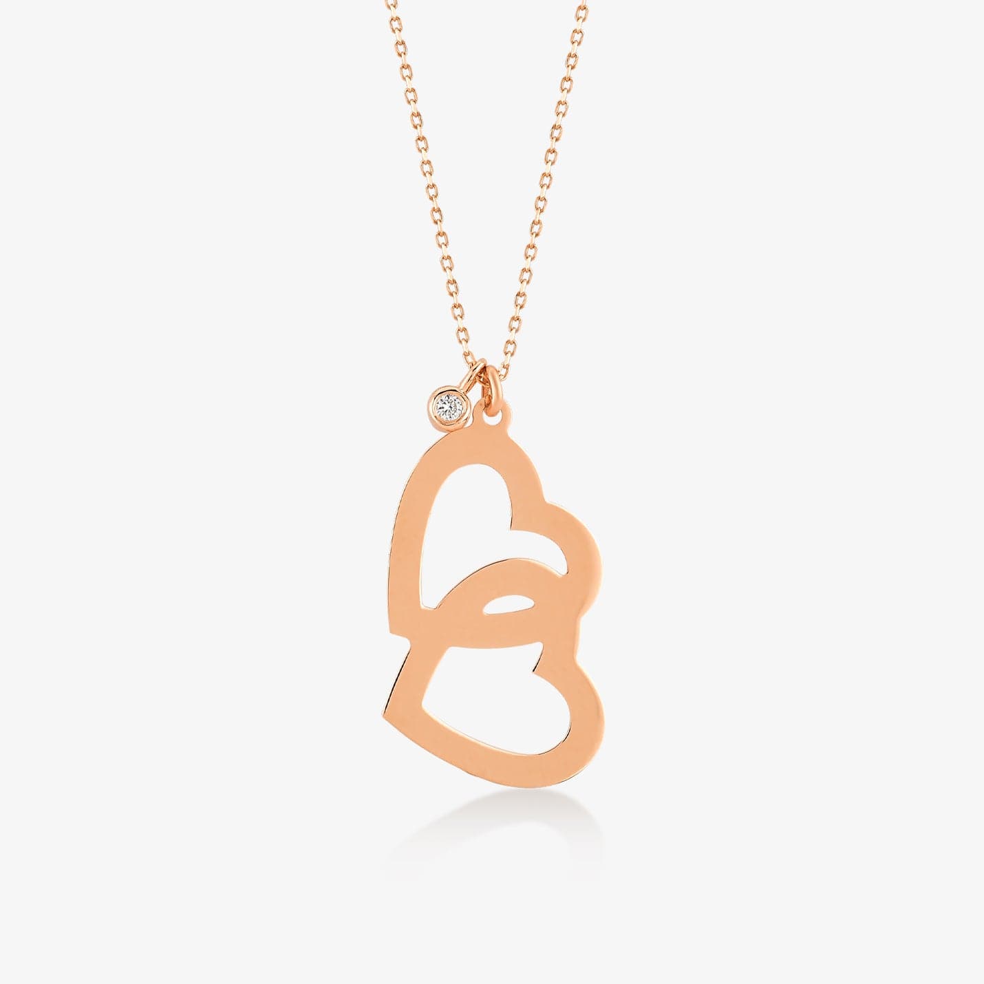 Diamond Intertwined Heart Necklace in 14K Solid Gold