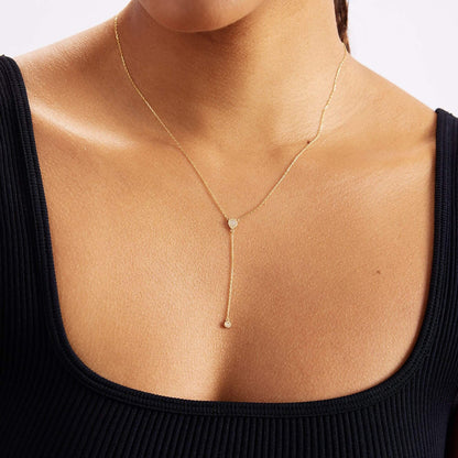 Diamond Drop Y-Necklace in 14K Solid Gold