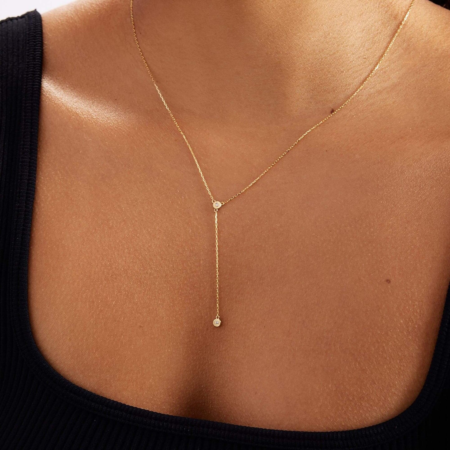 1/50 CT. T.W. Solitaire Diamond Y-Necklace in 14K Solid Gold