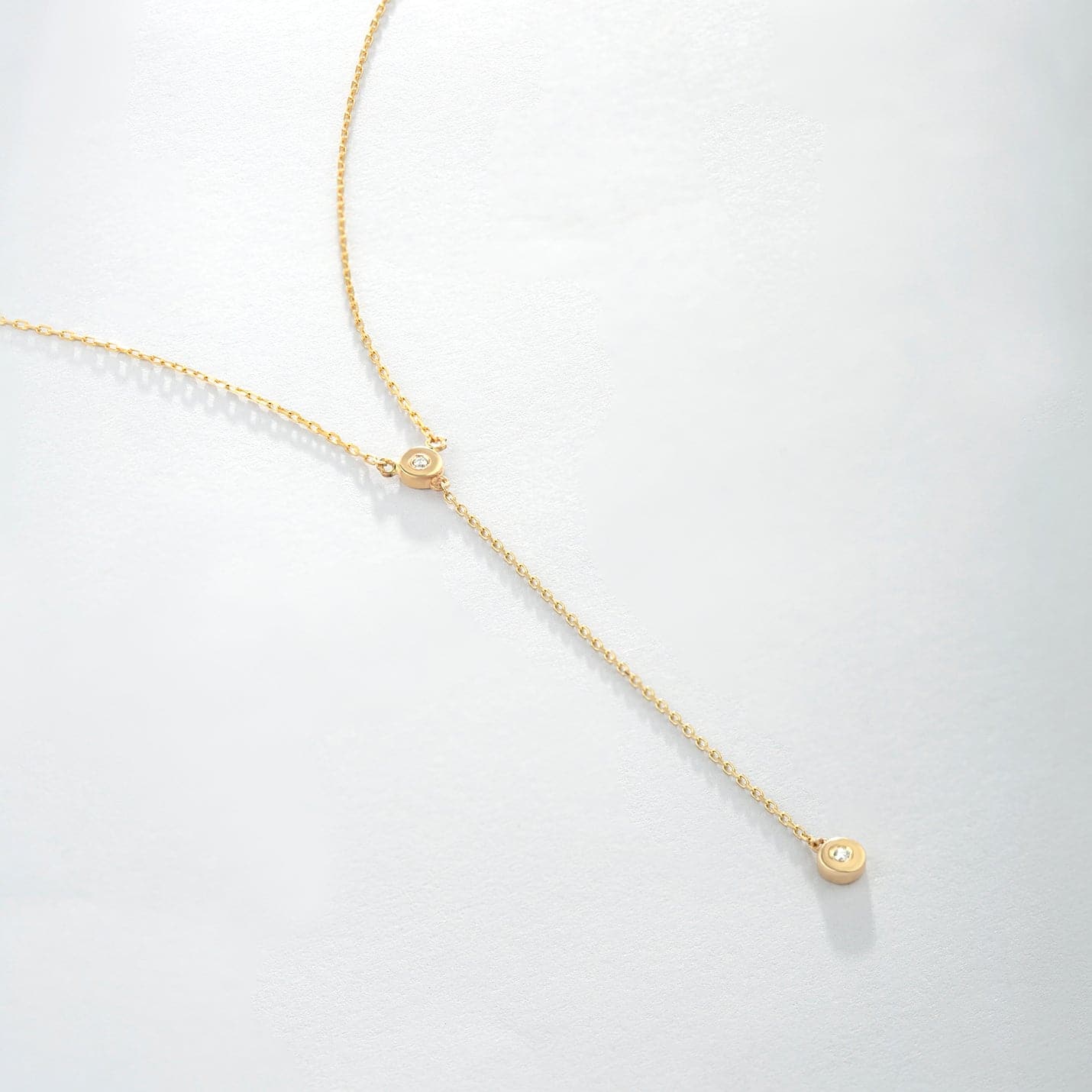 Mini Diamond Y-Necklace in 14K Solid Gold Diamond by the Yard