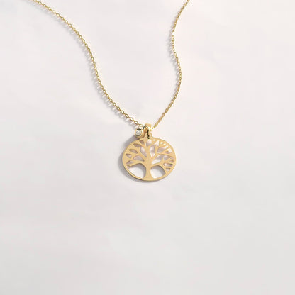 Diamond Tree of Life Necklace in 14K Solid Gold