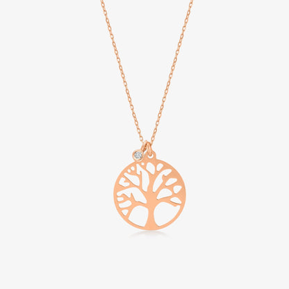 Diamond Tree of Life Necklace in 14K Solid Gold