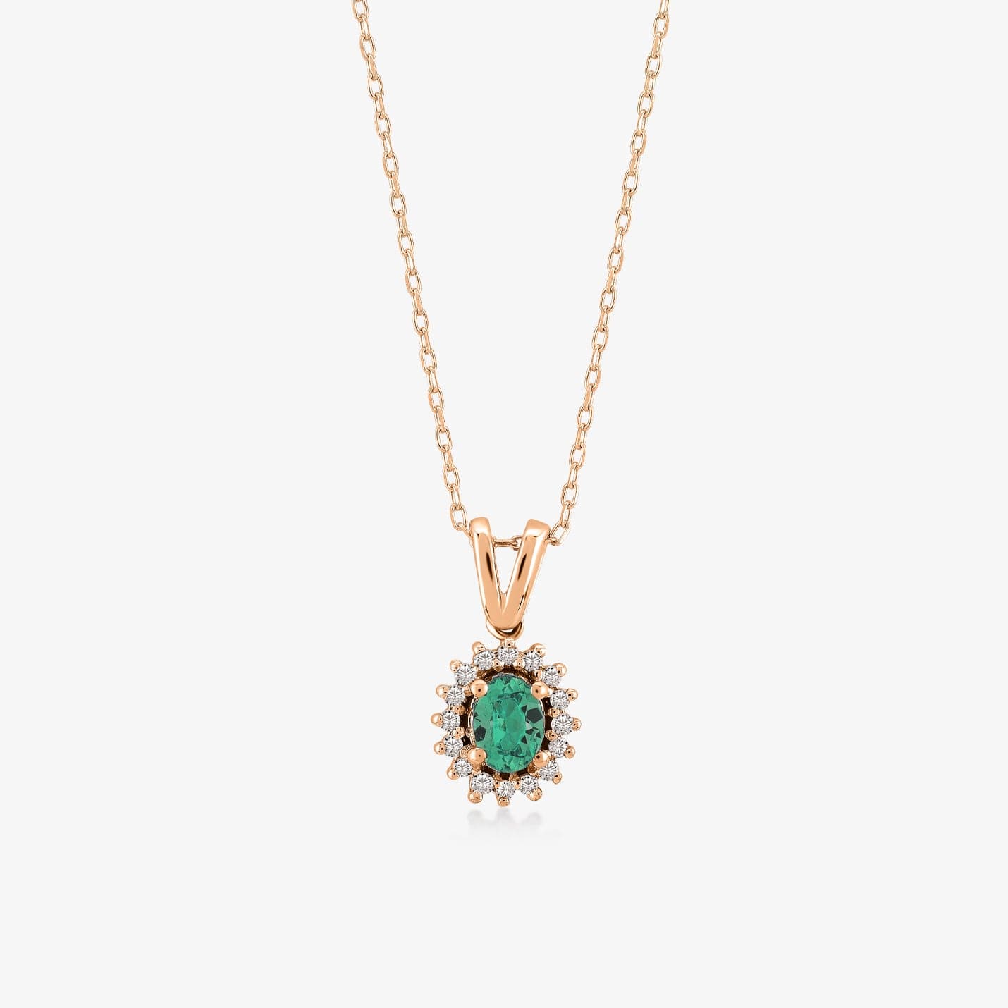 Popular 14K Emerald Diamond Pendant