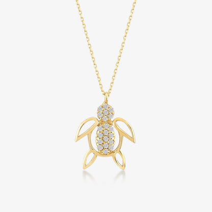 Turtle Pendant Necklace in 14K Solid Gold