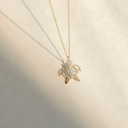 Turtle Pendant Necklace in 14K Solid Gold