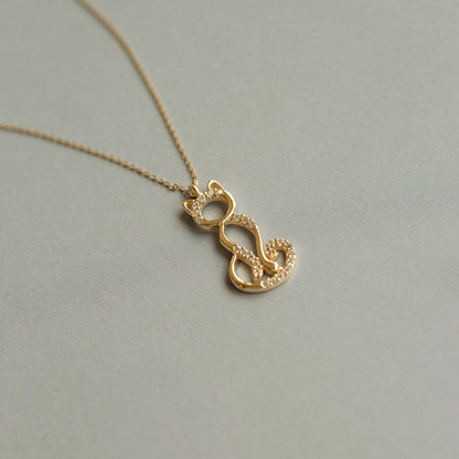 Cat Pendant Necklace in 14K Solid Gold