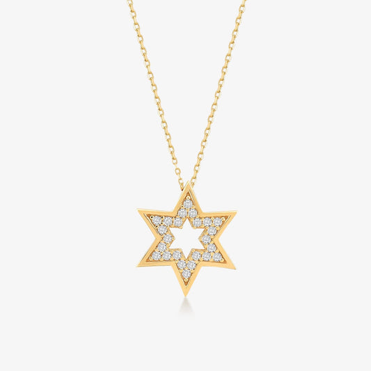 Star of David Pendant Necklace in 14K Solid Gold