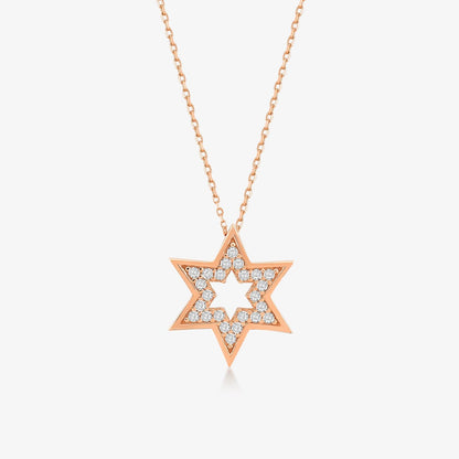 Star of David Pendant Necklace in 14K Solid Gold