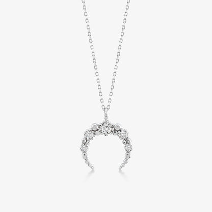 Collier pendentif en forme de croissant de lune en or 14 carats