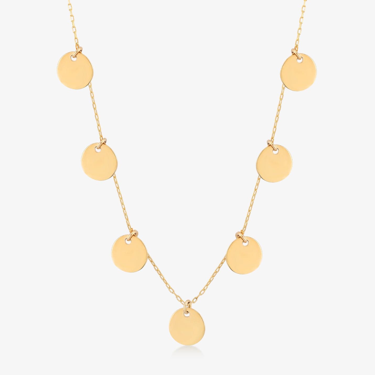 Disc Station Pendant Necklace in 14K Solid Gold