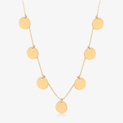 Collier pendentif Disc Station en or 14 carats.