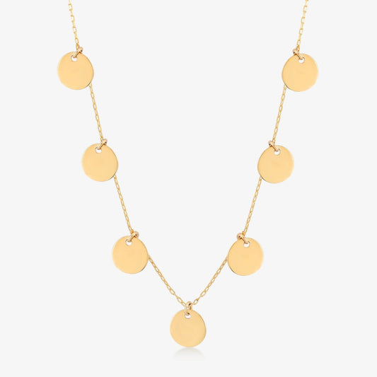 Disc Station Pendant Necklace in 14K Solid Gold