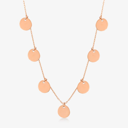 Disc Station Pendant Necklace in 14K Solid Gold