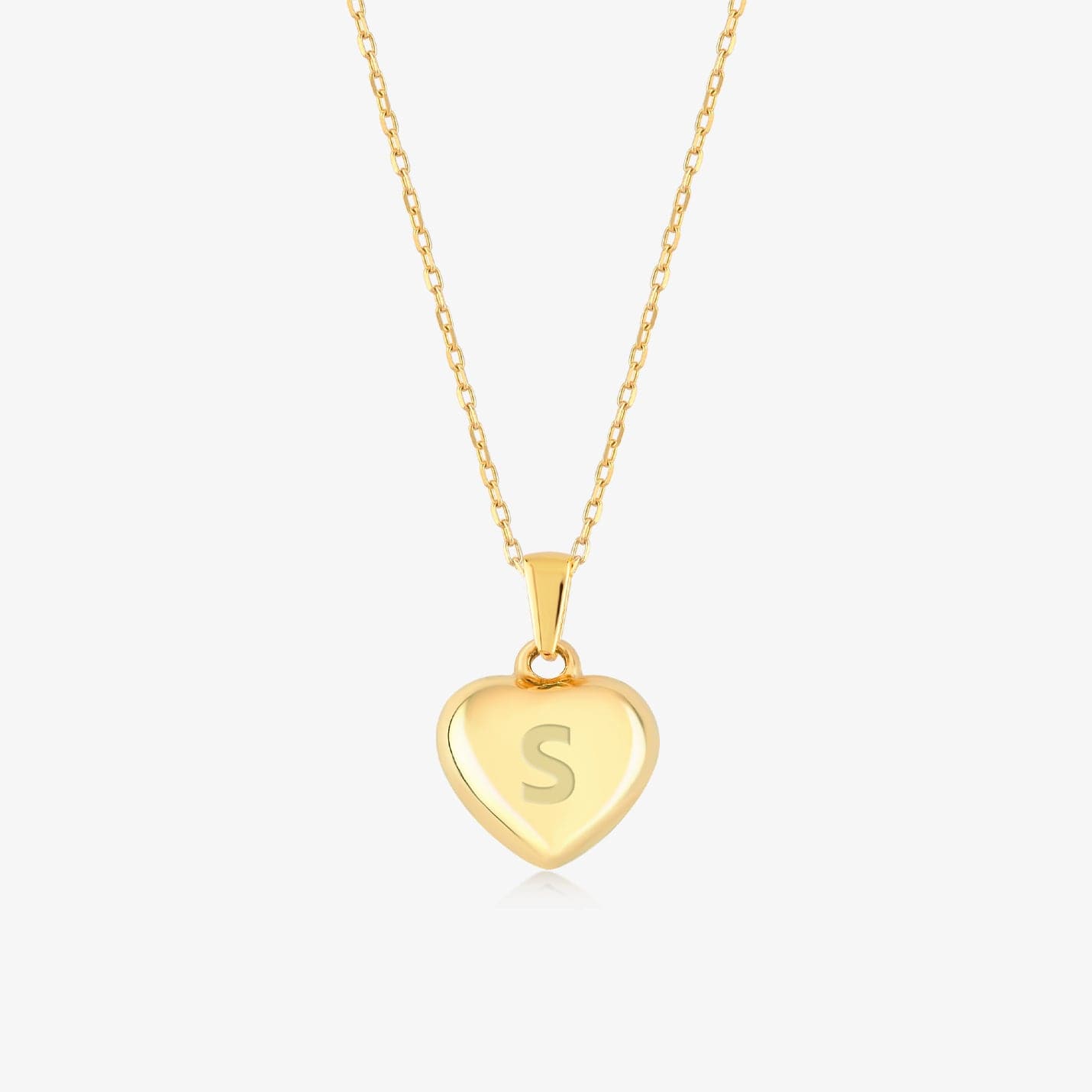 Custom Heart Puff Necklace in 14K Solid Gold