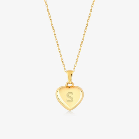 Custom Heart Puff Necklace in 14K Solid Gold