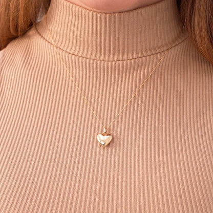 Custom Heart Puff Necklace in 14K Solid Gold