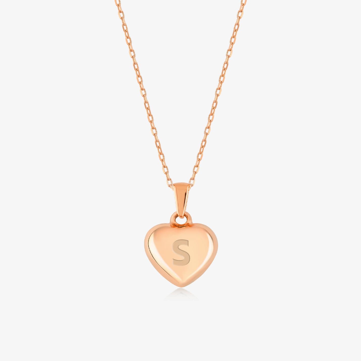 Custom Heart Puff Necklace in 14K Solid Gold