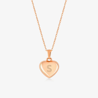 Custom Heart Puff Necklace in 14K Solid Gold