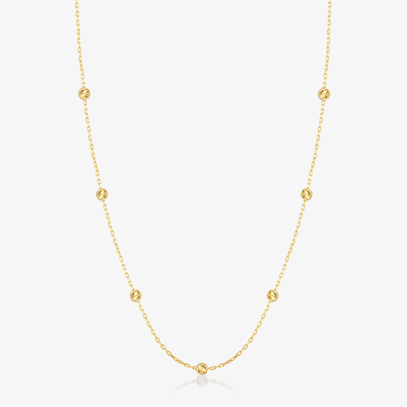 Bead Station Necklace in 14K Solid Gold