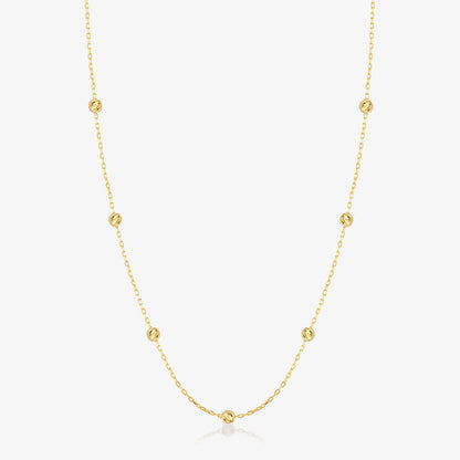 Bead Station Necklace in 14K Solid Gold