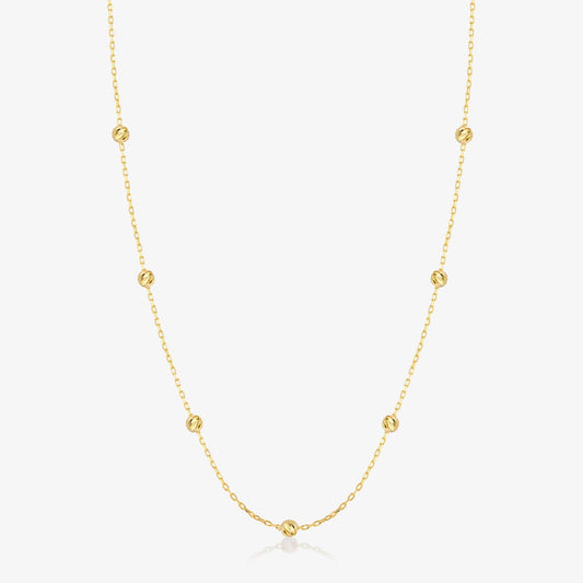 Bead Station Necklace in 14K Solid Gold