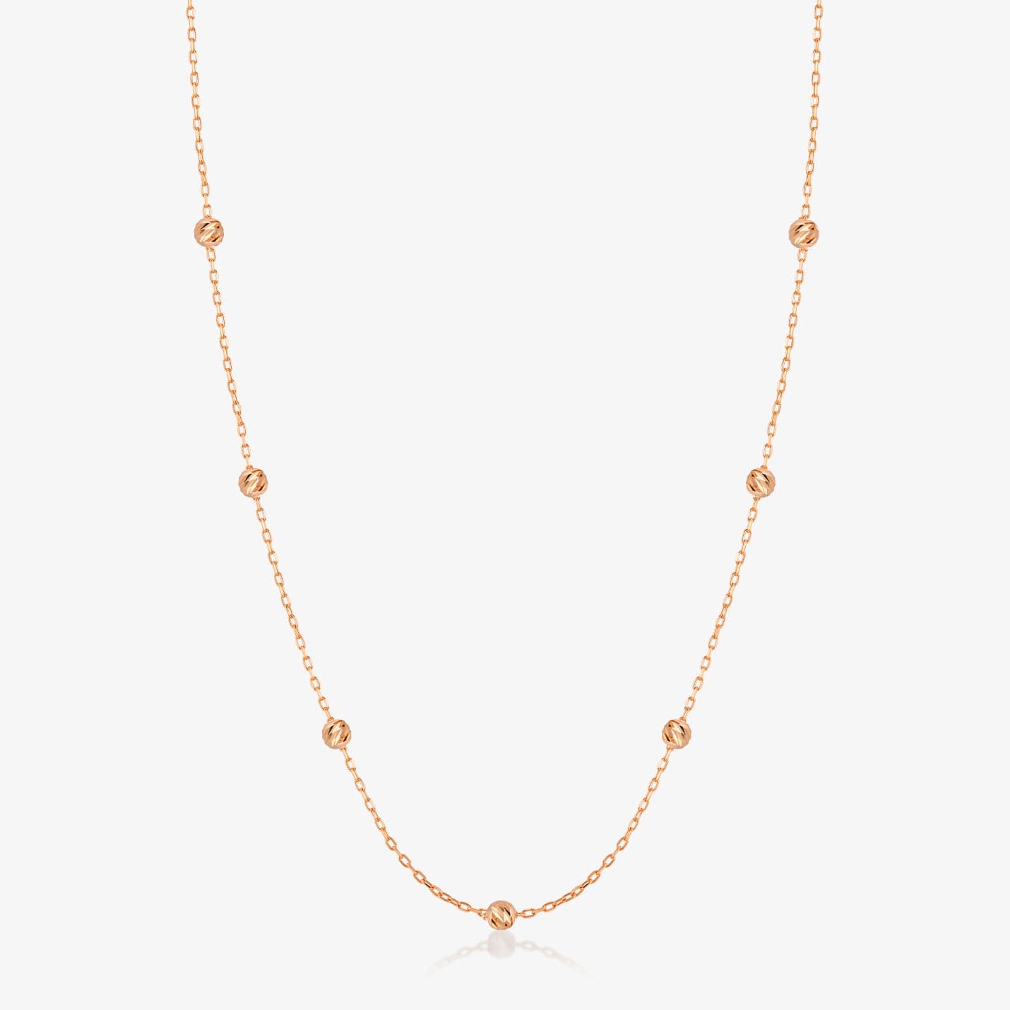 Bead Station Necklace in 14K Solid Gold