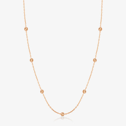 Bead Station Necklace in 14K Solid Gold