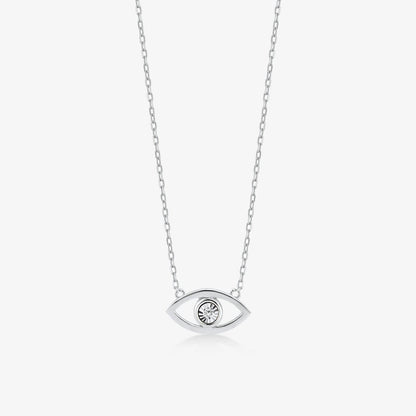 Diamond Eye Necklace in 14K Solid Gold