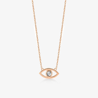 Diamond Eye Necklace in 14K Solid Gold