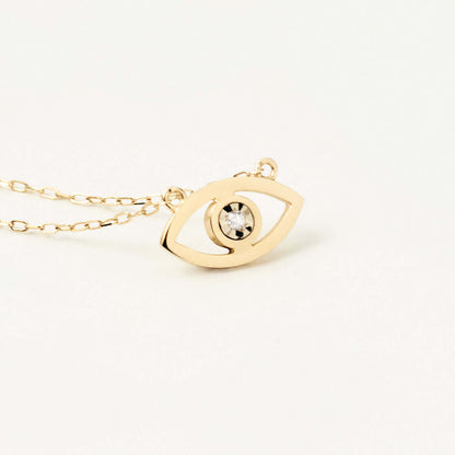 Diamond Eye Necklace in 14K Solid Gold