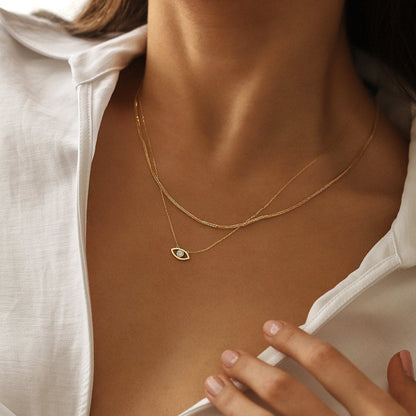 Diamond Eye Necklace in 14K Solid Gold