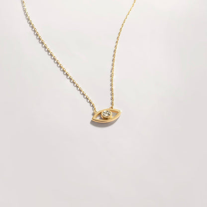 Diamond Eye Necklace in 14K Solid Gold