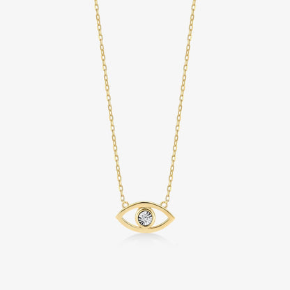 Diamond Eye Necklace in 14K Solid Gold