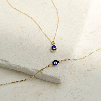 Drop Evil Eye Pendant Necklace