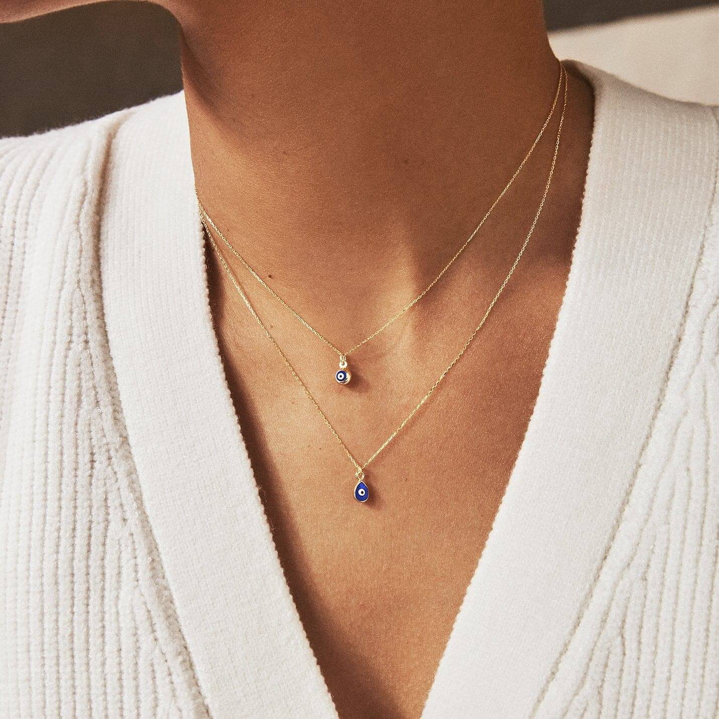 Drop Evil Eye Pendant Necklace