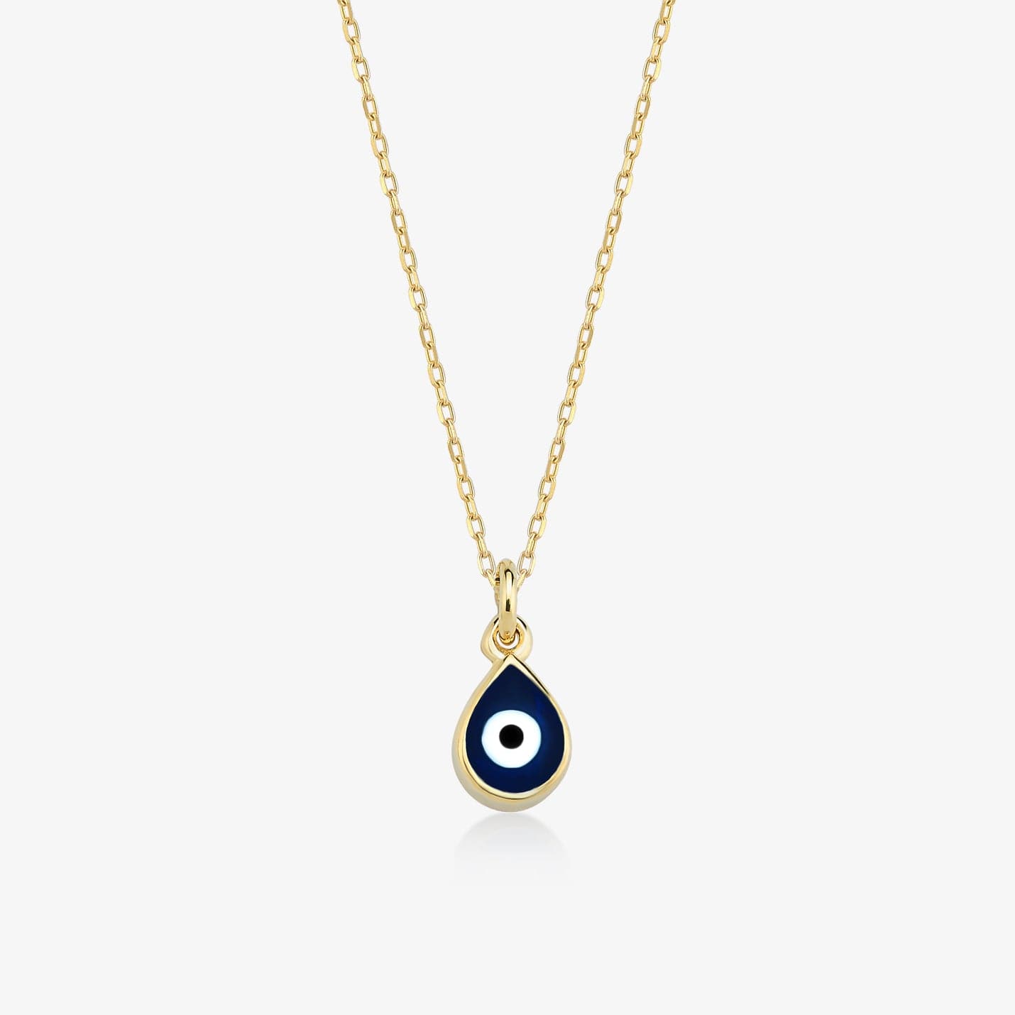 Drop Evil Eye Pendant Necklace in 14K Solid Gold