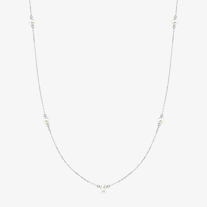 Pearl Station Necklace in 14K Solid Gold