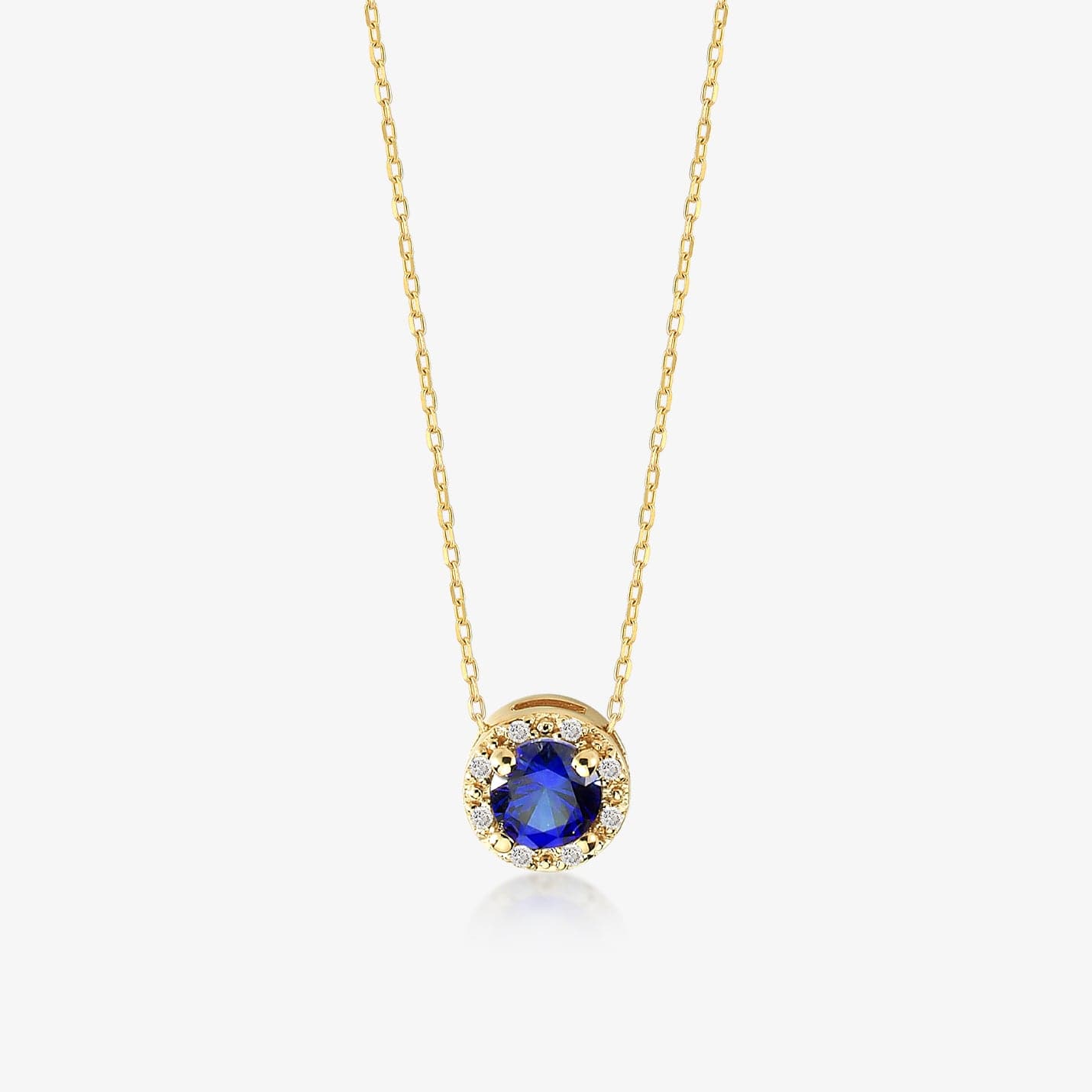 1/33 CT. TW. Diamond & 1/3 CT. T.W. Sapphire Frame Pendant Necklace in 14K Solid Gold