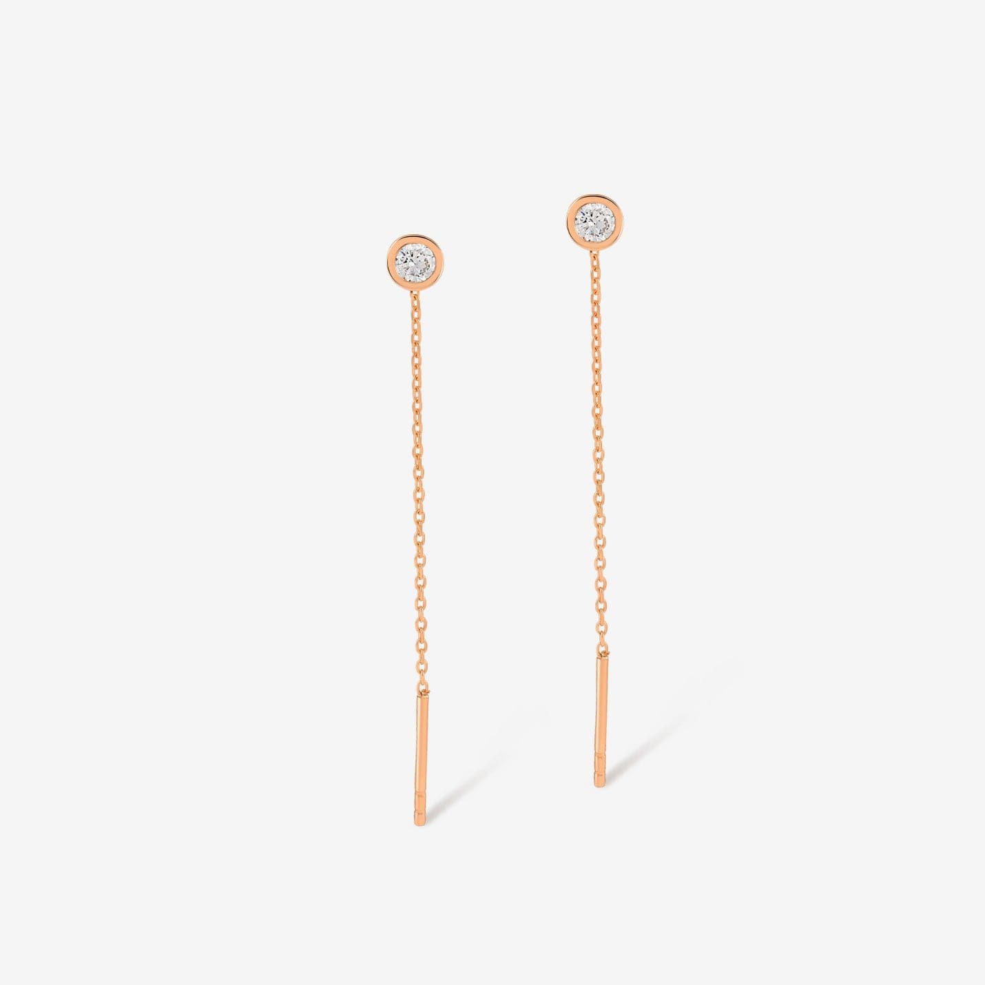 Solitaire Threader Earrings in 14K Solid Gold