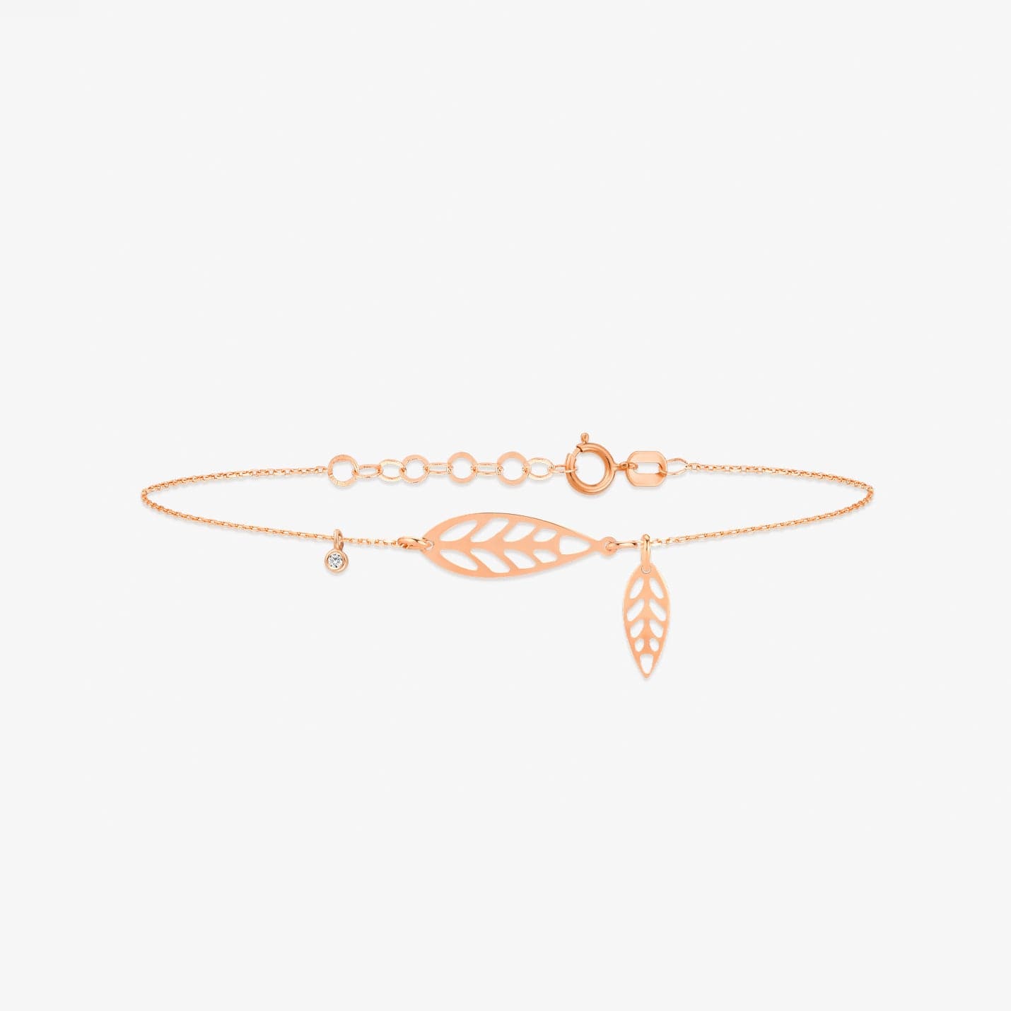 Diamond Leaf Bracelet in 14K Solid Gold