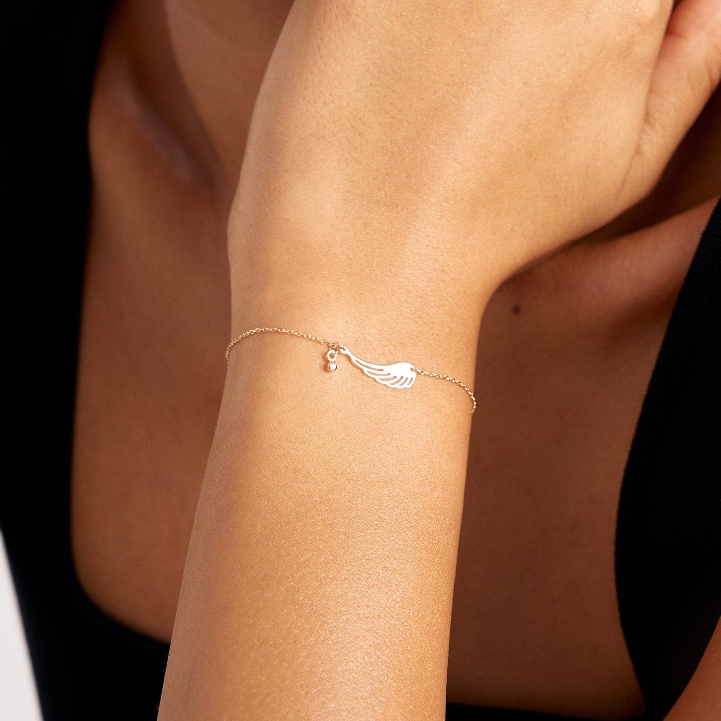 Diamond Wing Bracelet in 14K Solid Gold