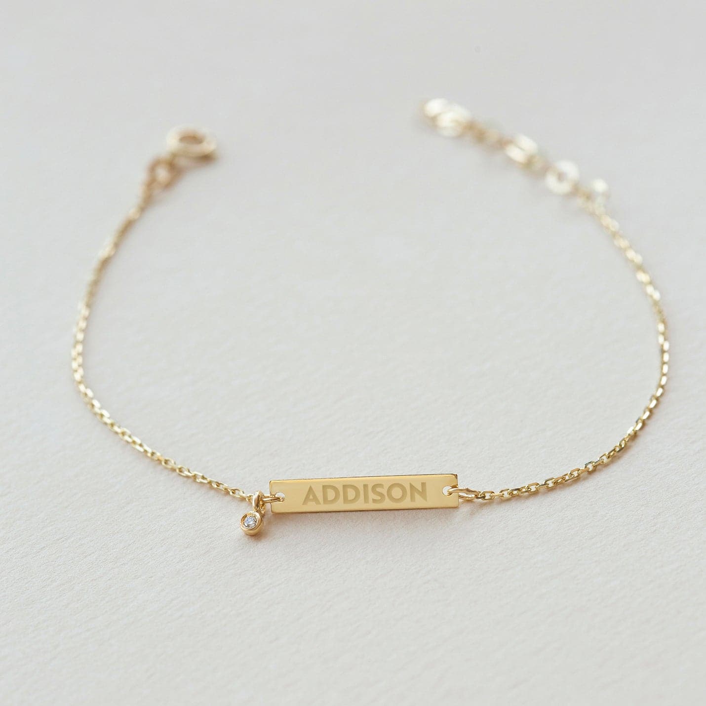 Diamond Engravable Bar Bracelet