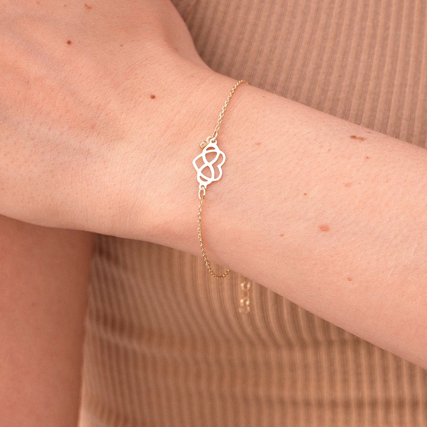 Bracelet Cœur Infini en Diamant en or 14 carats, ajustable