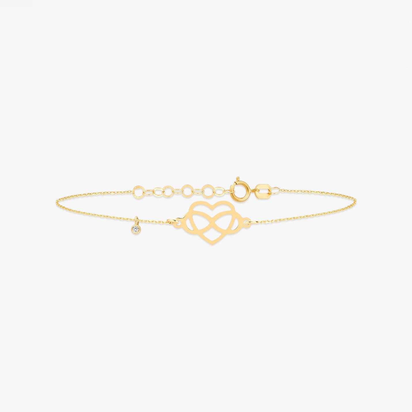 Bracelet Cœur Infini en Diamant en or 14 carats, ajustable