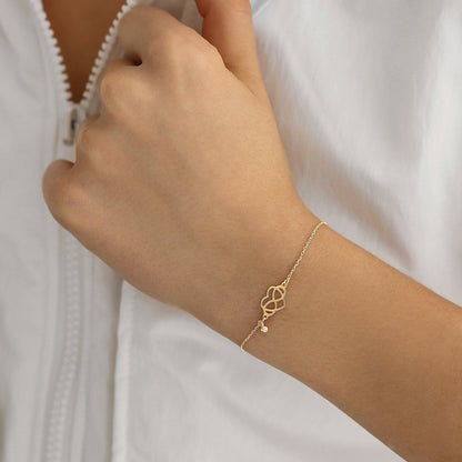 Diamond Infinity Heart Bracelet in 14K Solid Gold, Adjustable