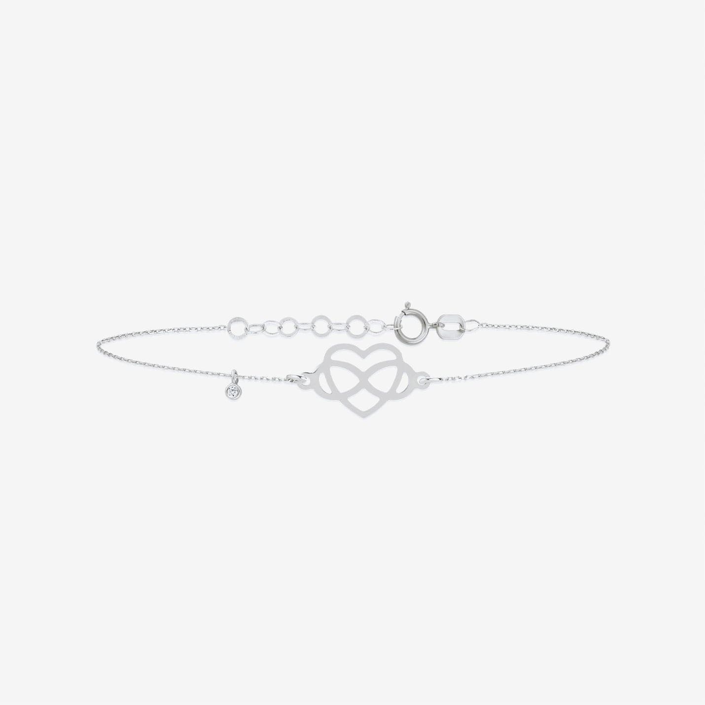 Bracelet Cœur Infini en Diamant en or 14 carats, ajustable