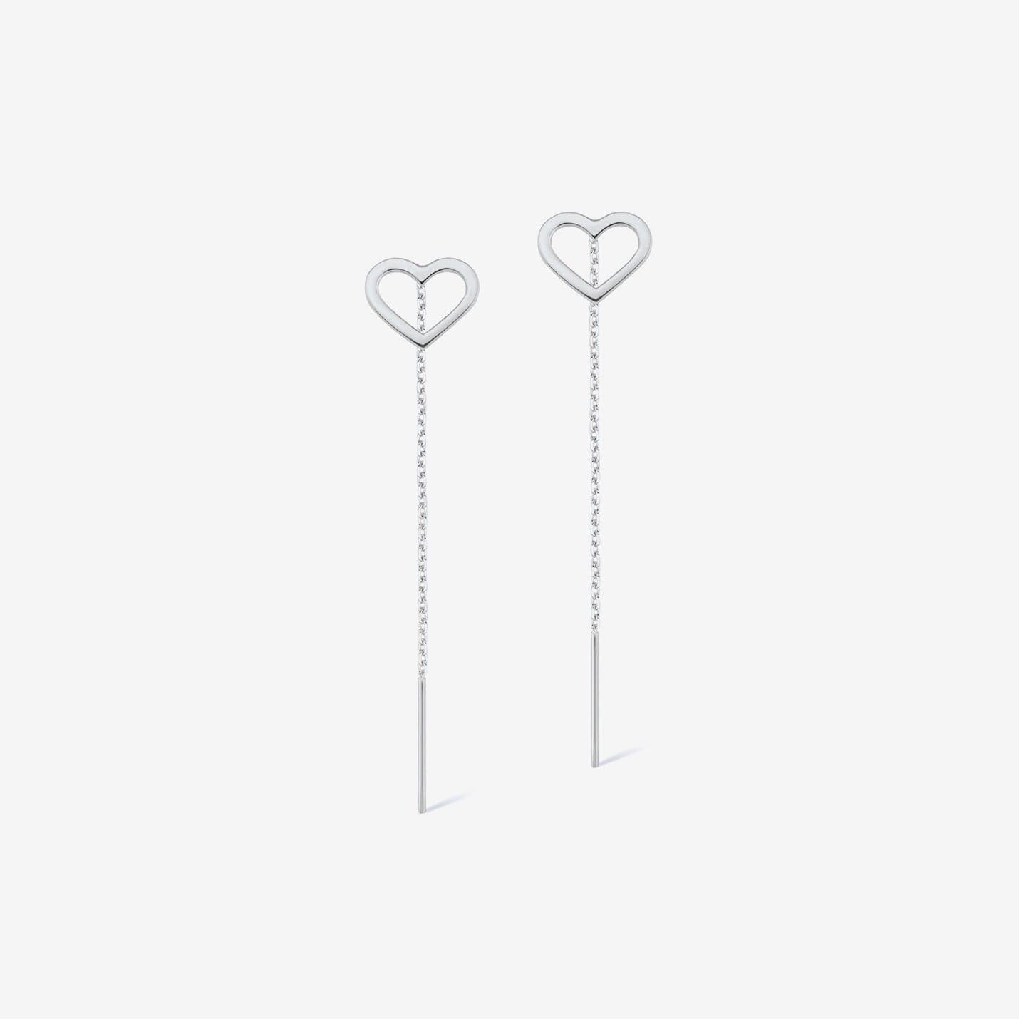 Heart Threader Earrings in 14K Solid Gold