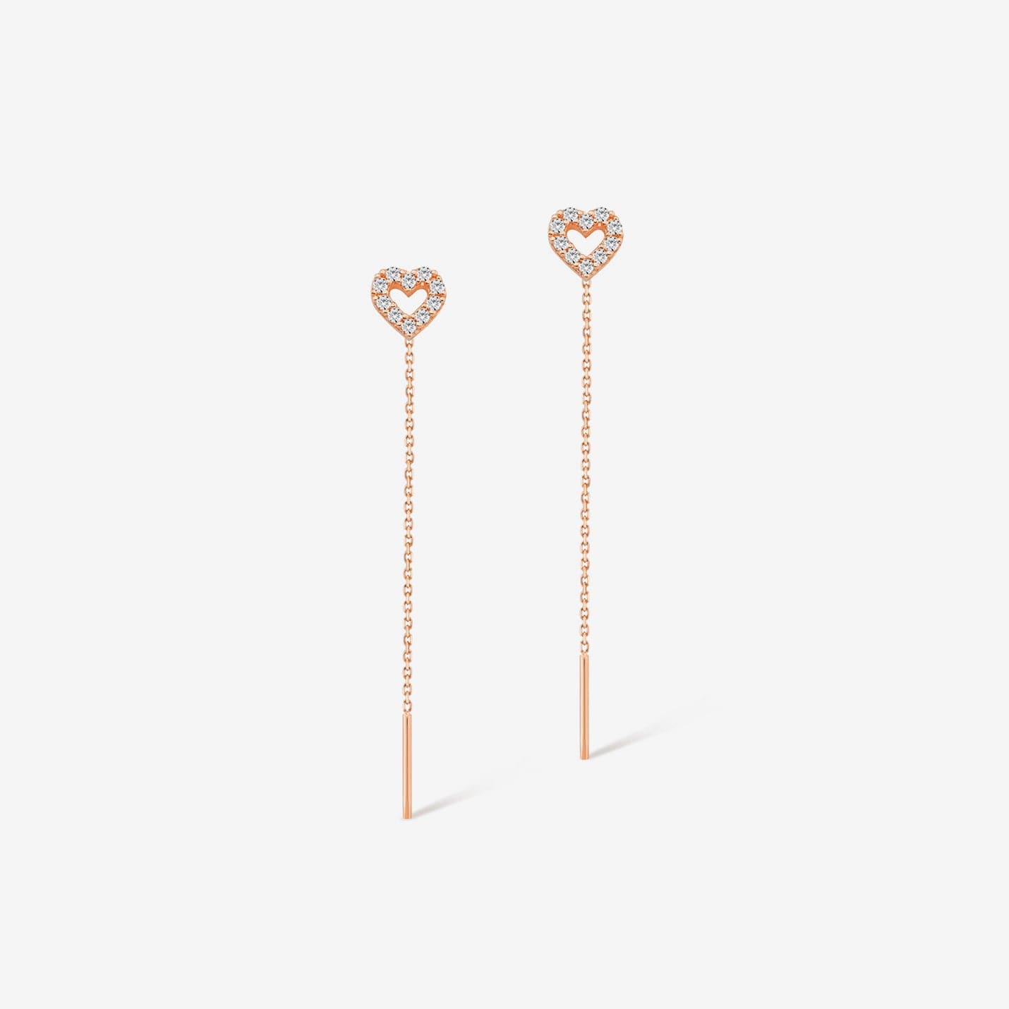 Heart Threader hotsell Earrings in 14k Solid Gold for Women - Open Heart Shaped Dangle