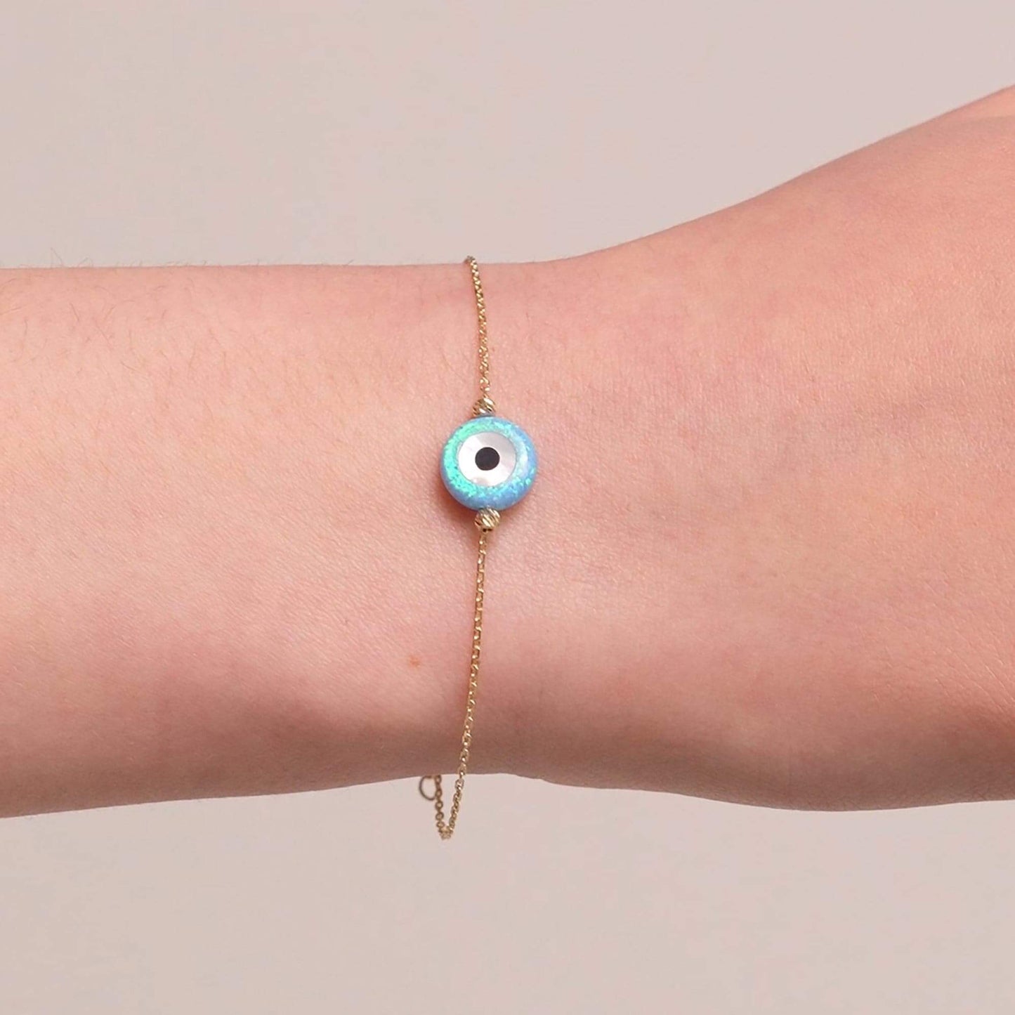 Opal Evil Eye Bracelet in 14K Solid Gold